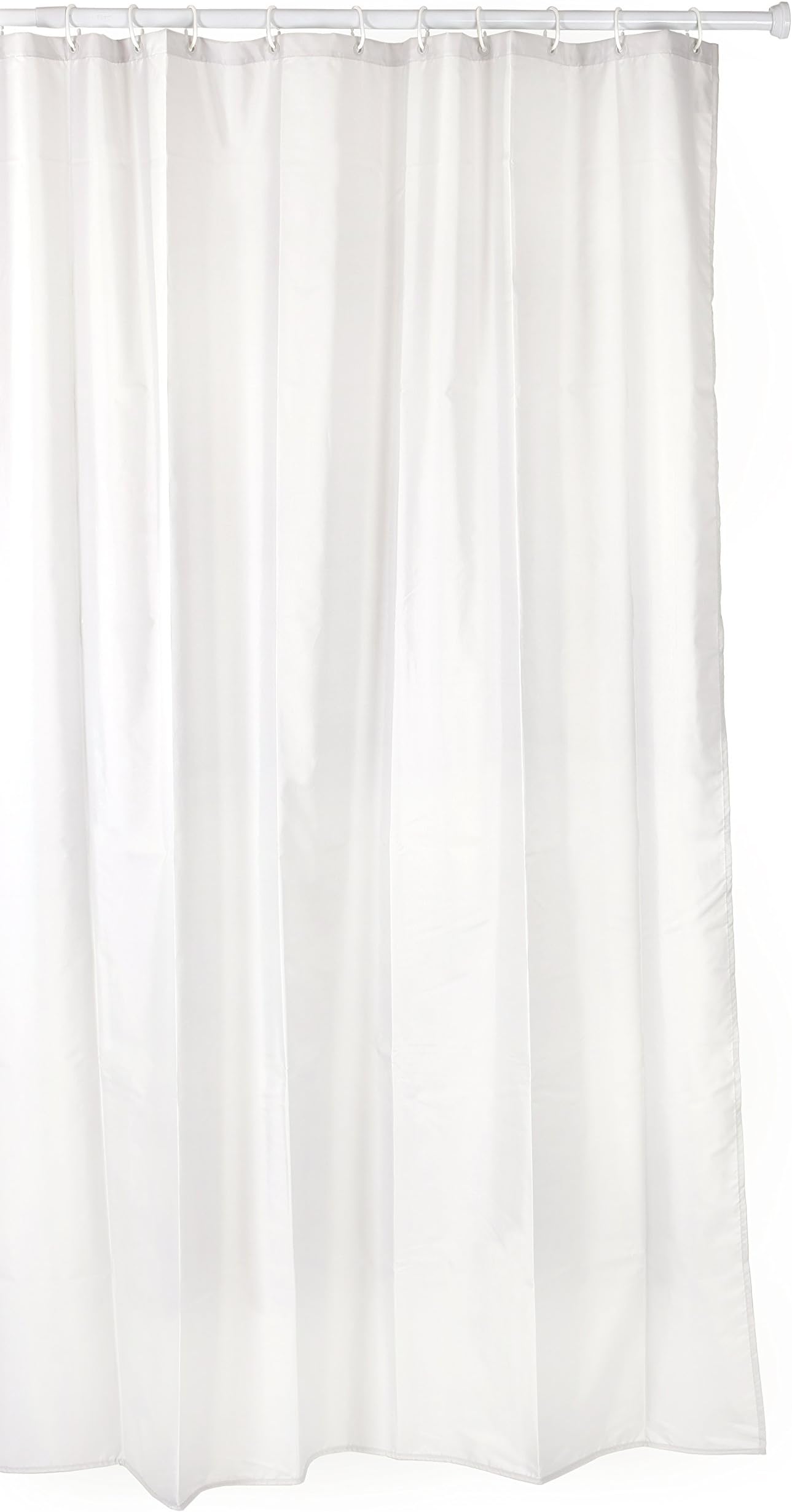 TATAY Bathroom curtain made of water-repellent polyester, washable, avoids humidity, in white colour, satin finish. Includes rings