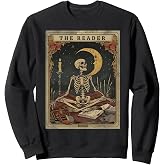 Cottagecore Skeleton Aesthetic Tarot Card The Reader Graphic Sweatshirt