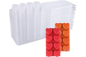 EUPNHY Wax Melt Containers-8 Cavity Clear Empty Plastic Wax Melt Molds-25 Packs Heart Shape Clamshells for Tarts Wax Melts.