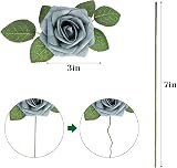 N&T NIETING Artificial Roses 25Pcs Real Touch Foam Rose with Stem Dusty Green view 6