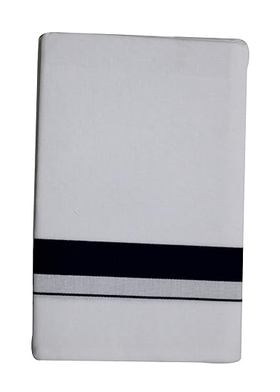 Men's Cotton Single Dhoti (White with Black Border, 200 x 127 cm)