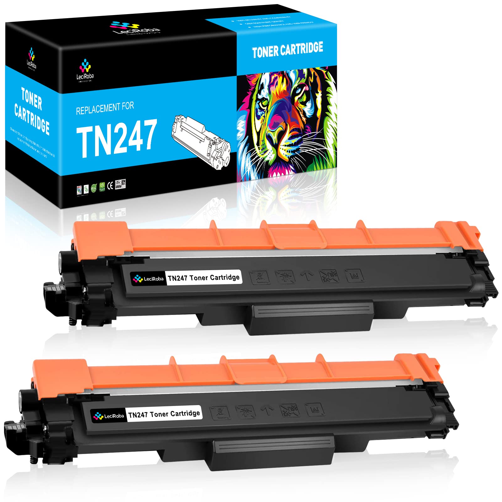 LeciRoba TN247 for Brother TN247 TN243 Use with Brother DCP-L3550CDW DCP-L3510CDW HL-L3210CW HL-L3230CDN HL-L3230CDW HL-L3270CDW MFC-L3710CW MFC-L3730CDN MFC-L3750CDW MFC-L3770CDW (2-Black)