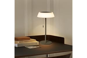 ILOVINIT Solar LED Outdoor Table Lamp Waterproof, 3 Level Dimmable Desk Night Light, Portable Cordless USB Rechargeable, for Home/Deck/Patio/Garden (Khaki)