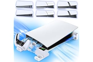 PS5/Slim/Pro Horizontal Stand with Cooling Fan & Charger for Original & Edge Controllers, Scalable Design PS5 Accessories Bas