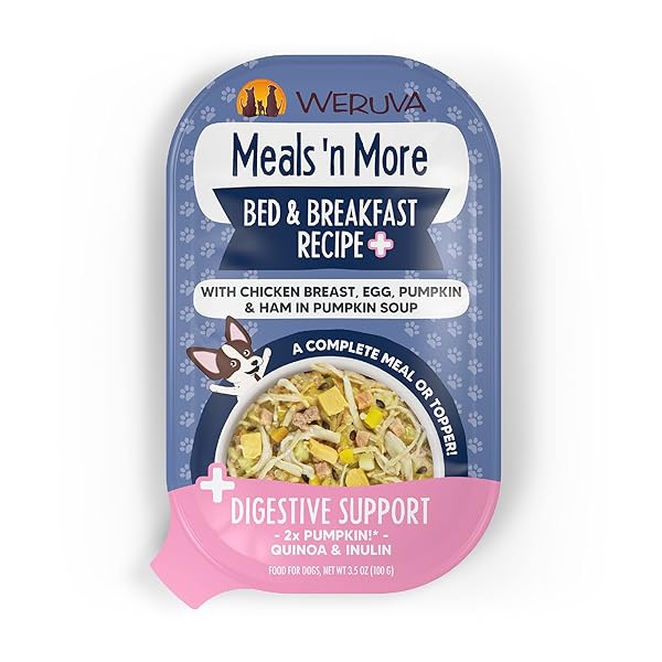 WERUVA MEALS ‘N MORE NATURAL WET DOG FOOD, BED & BREAKFAST PLUS DIGESTIVE SUPPORT, 3.5OZ CUP (PACK OF 12)