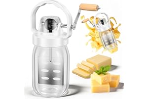 Classical Butter Churner 1500ML/51oz Hand Crank Manual Butter Blender with Glass Jar 12.01x4.76in, Labor-Saving Kitchen Tool 
