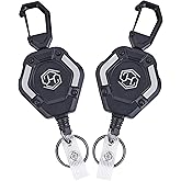 Chambom Paquete de 2 llaveros retráctiles – Soporte para credencial de alta resistencia, carrete de credencial de identificac