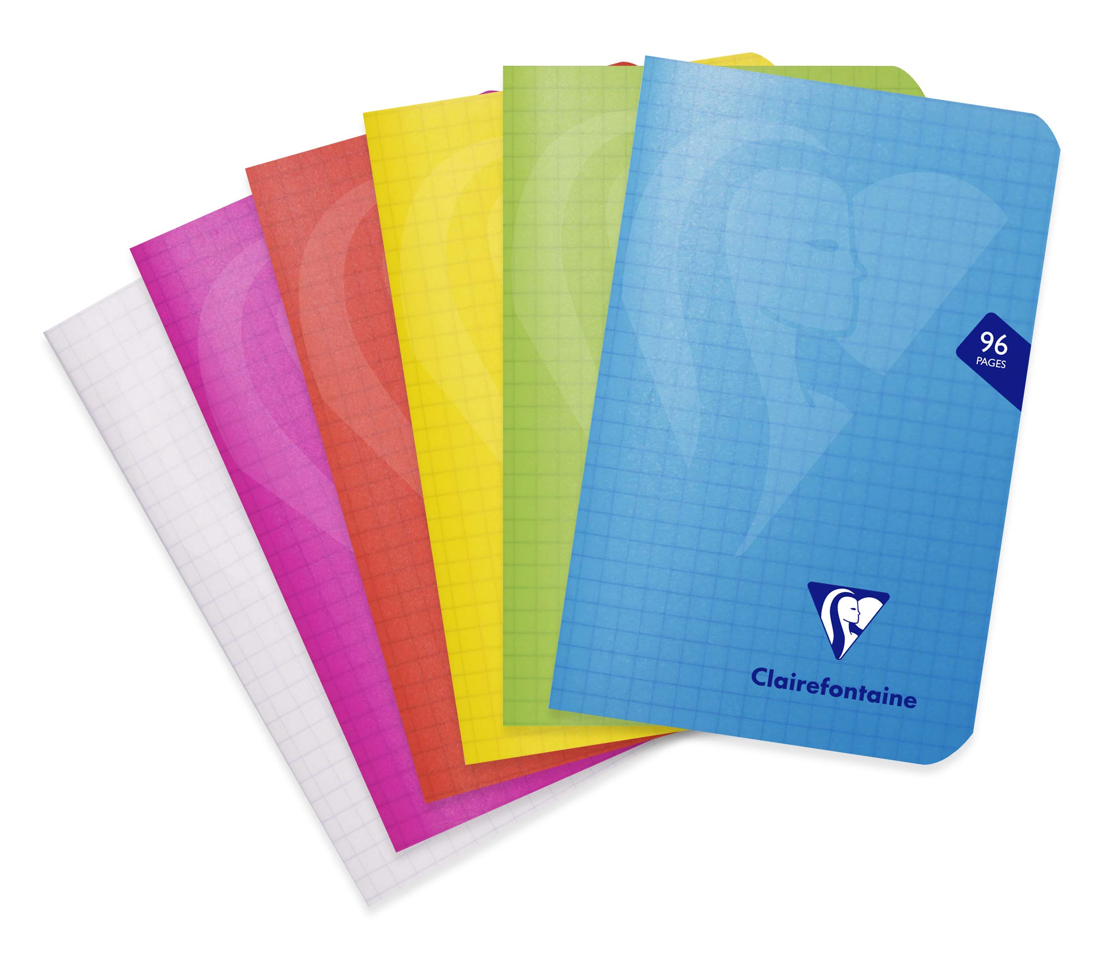 Clairefontaine 303592C - One Mimesys Stapled Notebook - Dimensions: 9x14 cm - 96 Small Squared Pages - 90 g White Paper - Polypro Cover - Random Colour