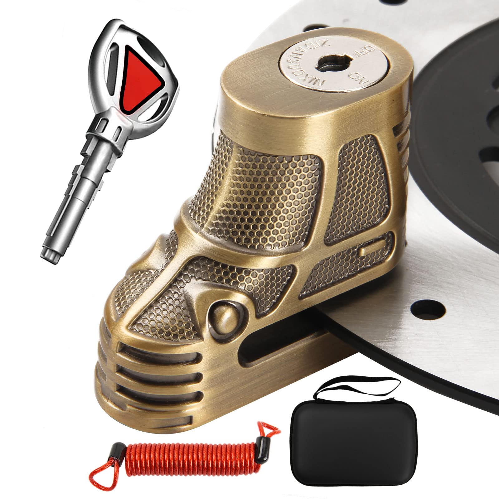 Motorcycle Lock, Motorcycle Locks Anti-Theft Waterproof Disc Brake Lock for Motorcycles Wheel Lock Scooter Dirt Bike with Reminder Cable Box