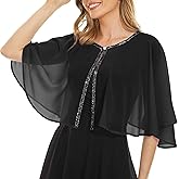 Rheane Soft Chiffon Sequins Shawls and Wraps/Cape for Evening Dress Wedding Formal Occasion