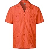 VATPAVE Mens Short Sleeve Button Down Cuban Guayabera Shirts