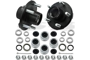 DEEPDREAM 2 Sets 2000lb Trailer Hub Kit 5 Bolt 4.5" Trailer Hubs 5 Lug Fit 1" and 1-1/16" Trailer Straight Spindle Wheel Bearing Kit 5x4.5 Boat Trailer Axle Hub Kit Fit Straight Spindle