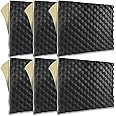 TroyStudio Triple Noise Insulation Sound Proof Foam Panel - 16 X 12 X 0.7 Inches Pack of 6 Self-Adhesive Closed Cell Foam Soundproofing Foam - Car Sound Deadening Mat - Egg Crate Acoustic Foam Panel