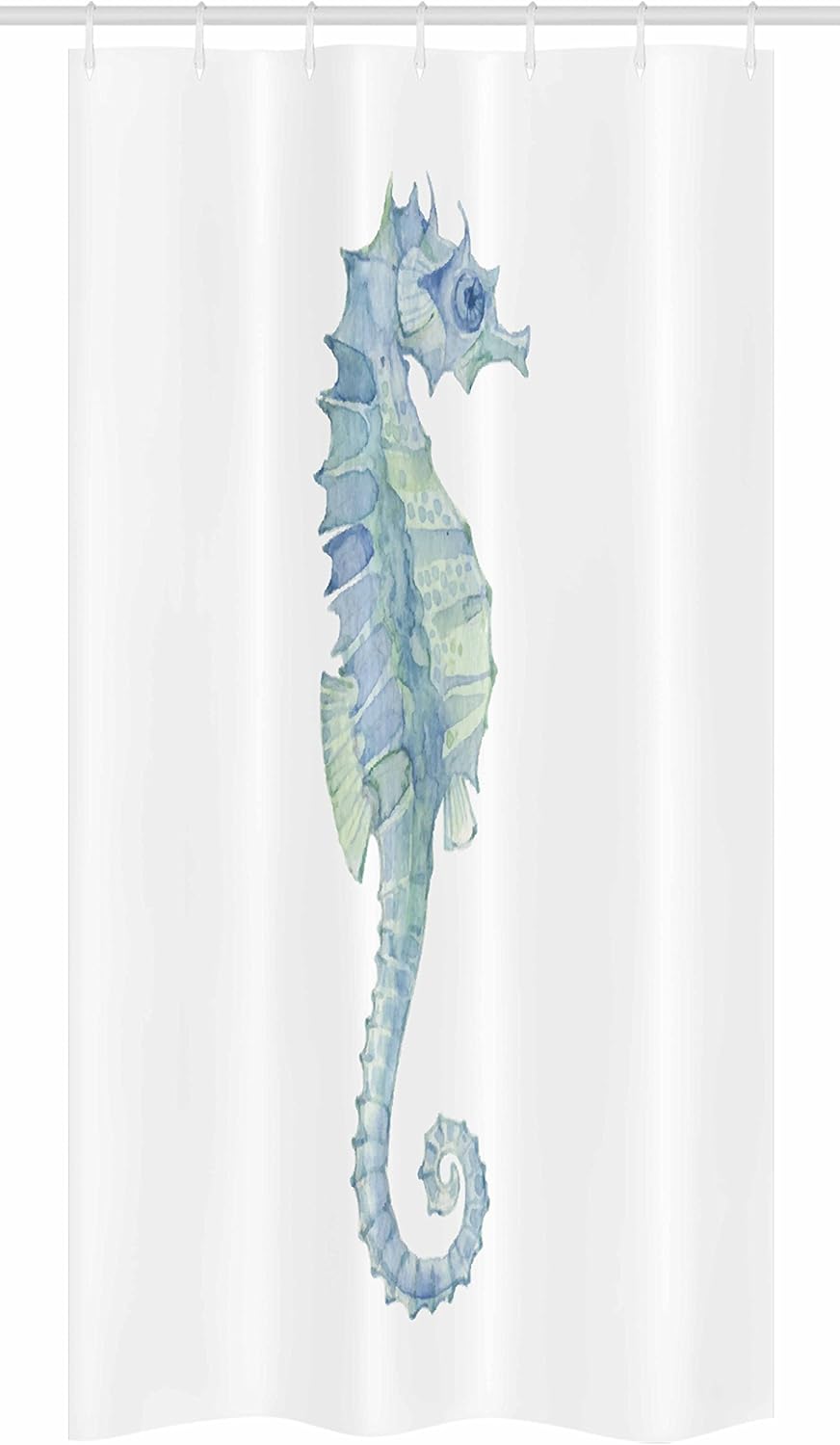 Amazon Com Ambesonne Animal Decor Stall Shower Curtain Profile Picture Of A Seahorse In Paintbrush Watercolor With Haze Effects Fabric Bathroom Decor Set With Hooks 36 W X 72 L Inches Light Blue