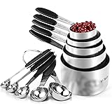 Measuring Cups : U-Taste 18/8 Stainless Steel Measuring Cups and Spoons Set of 10 Piece, Upgraded Thickness Handle(Black)
