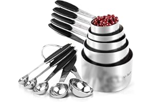 Measuring Cups : U-Taste 18/8 Stainless Steel Measuring Cups and Spoons Set of 10 Piece, Upgraded Thickness Handle(Black)