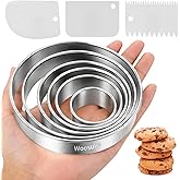 Woosuke 9Pcs Round Cookie Cutter Set - Stainless Steel Biscuit Cutters(2,3,3.5,4,5,6Inch) with 3 Firm Plastic Dough Scrapers – Large Circle Cookie Cutter for Baking Pastry, Donuts, Fondant & Brownies