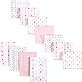 Luvable Friends Unisex Baby Cotton Flannel Burp Cloths and Receiving Blankets, 11-Piece, Girl Feathers, One Size