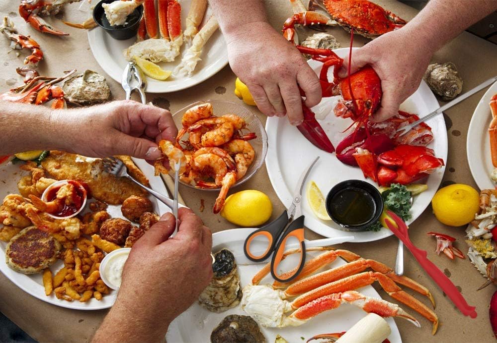 HIWARE Lobster Crackers and Picks Set, 10-Piece Crab Leg Cracker Tools - Stainless Steel Seafood Crackers & Forks Nut Cracker Set - Dishwasher Safe: Home & Kitchen