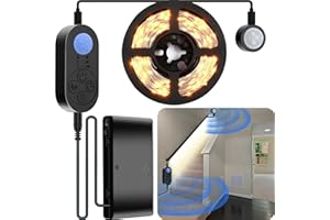 NIVOTA Dual Motion Sensor Light Indoor - 8pcs AA Battery Powered Motion Activated Step Light Strip with Double Motion Sensors, Dimmer, and Timer for Stairway, Bedroom, Corridor