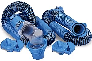 DUMPMAN RV Sewer Hose Kit 20 ft, Sewer Hose for RV Camper - Includes 2 Attachable 10 ft Sewer Hose with Swivel Fitting, 90 Degree Clear View Sewer Adapter, and 4 Storage Caps