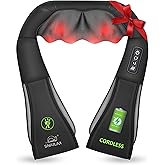 Snailax Cordless Massager - Shiatsu Neck and Shoulder Massager with Heat, FSA Eligible, Portable, Lumbar, Back Electric Massage Pillow, Christmas Gift