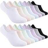 COOVAN Womens No Show Socks 7 Pack Cotton Low Cut Anti-slid Invisible Short Ankle Socks with Non Slip Grip