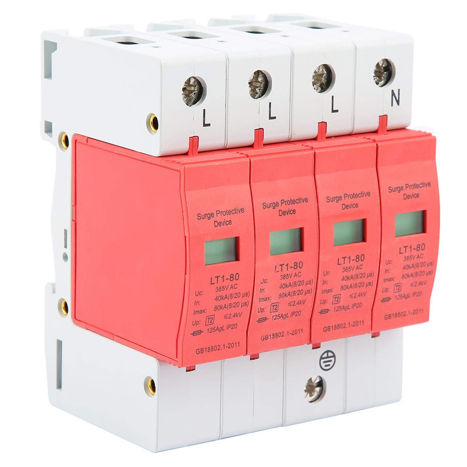 4P Lightning Protector, 4P 40-80KA House Surge Protective Low-Voltage Arrester Device LT-40/80