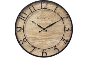 Presentime & Co 21" Farmhouse Series Wall Clock, Cottage Style, Vintage Design, Oil Rubbed Antique Bronze Finish. Wall Décor for Living Room, Dining Room, and Entryway.