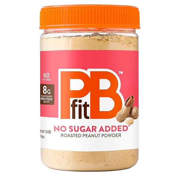 PBFIT NO SUGAR ADDED PEANUT BUTTER POWDER, POWDERED PEANUT BUTTER SPREAD FROM REAL ROASTED PEANUTS, 8G PROTEIN, MADE WITH ERYTHRITOL AND MONK FRUIT, 13 OUNCE (PACK OF 1)