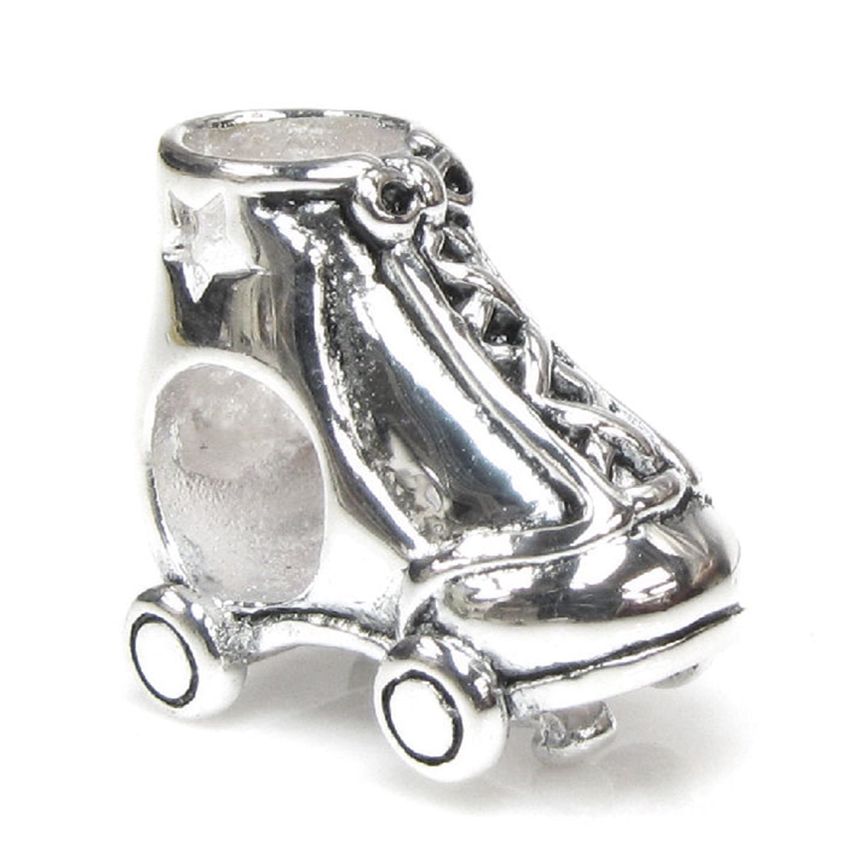 Queenberry Sterling Silver Star Roller Skate European Style Bead Charm