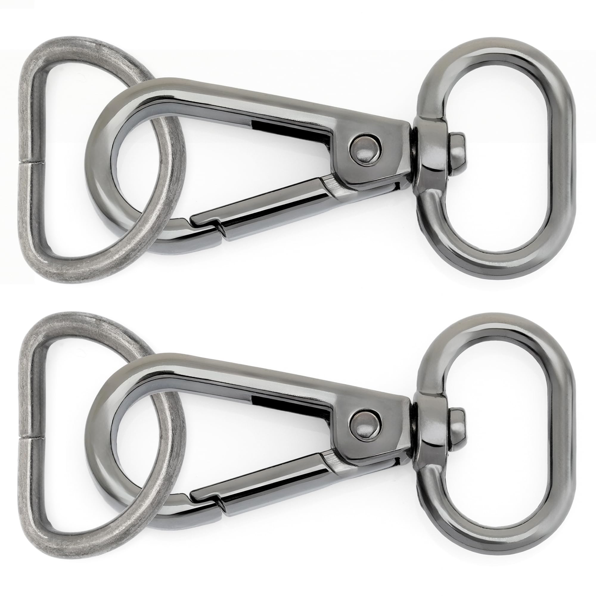 CRAFTMEMORE 10 Sets Gunmetal Snap Hooks Lobster Clasp Black Swivel Push Gate Fashion Clips with D Rings Bag Craft Accessories FSD1 (1 Inch)