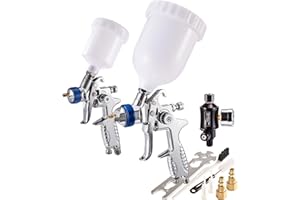 Dynastus 2 Paint Gun Set of High Performance HVLP Air Spray Guns, Complete Spraying for Primer, Finish Coats and Touch-Up