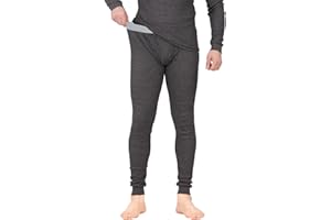 PLACE AND STREET Thermal Underwear Pants for Men Long Johns Cotton Blend Base Layer Waffle Knit Bottoms Classic Cold Weather