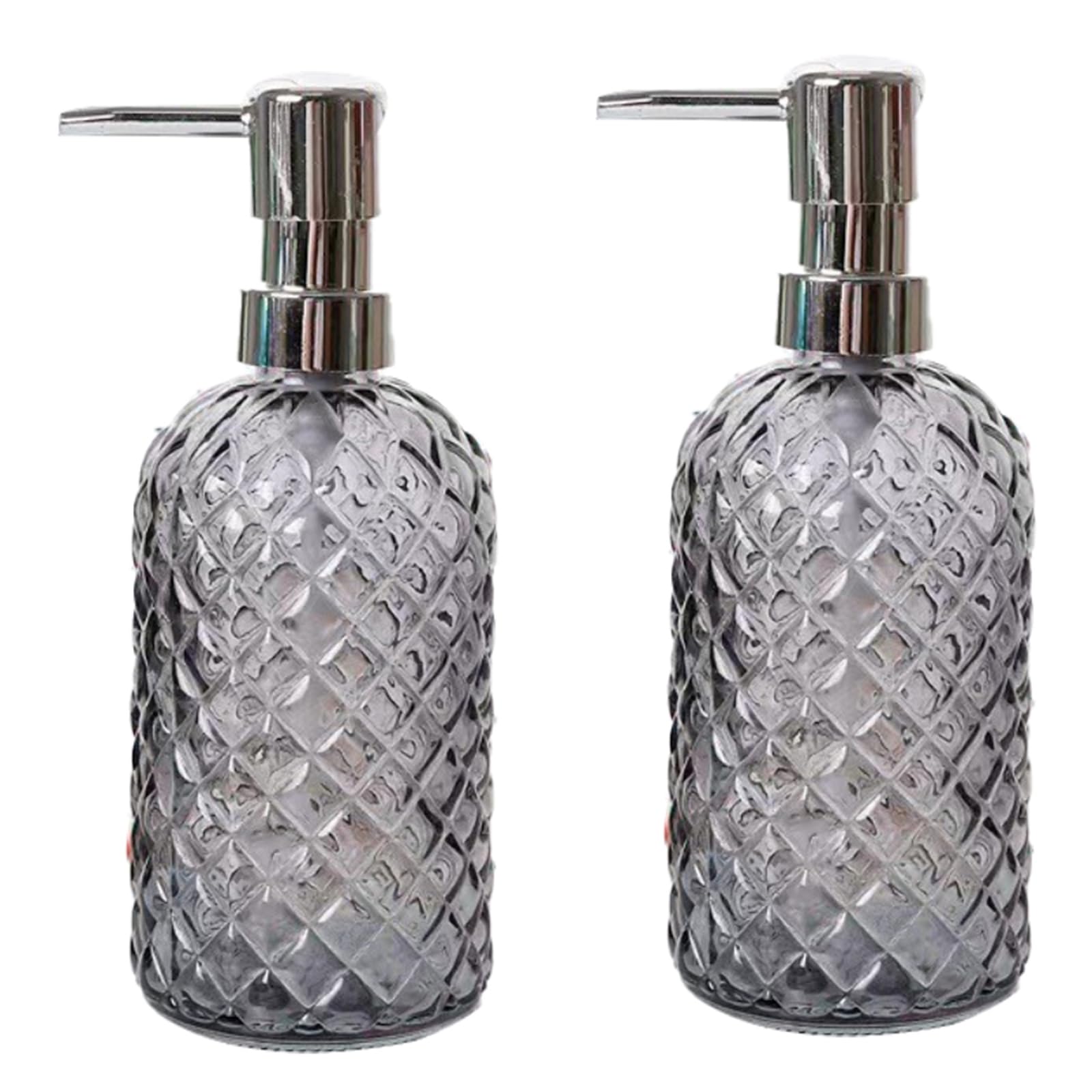 Soulnioi Soap Dispenser Set, 2Pcs Lotion Dispenser Bottle with Rustproof Stainless Steel Pump Refillable Liquid Soap Jar Dispenser for Bathroom, Kitchen, Countertop, Laundry Room - Grey
