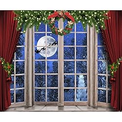 OFILA 10x8ft Christmas Window Backdrop for