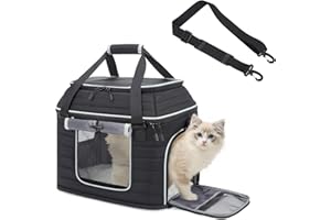Top-Expandable Pet Carrier: NOBLE DUCK Airline Approved Pet Travel Bag for Cats/Dogs Up to 20 Lbs | Soft-Sided, Multi-Sided Breathable with Anti-Escape Zipper & Privacy Curtain to Reduce Stress