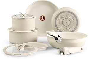 T-FAL, Ingenio Essentials, Pots and Pan Set, Granite Titanium Non Stick, 11 Piece, Detachable Handle Cookware, Oven Broiler S