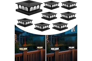 Melunar Solar Post Cap Lights Outdoor, 8 Pack Fence Post Lights 2 Modes Waterproof. Fence Deck Light for Caps 4x4,5x5,6x6 Wooden Post,4x4,5x5 Vinyl Post.(Cool White & Warm White)