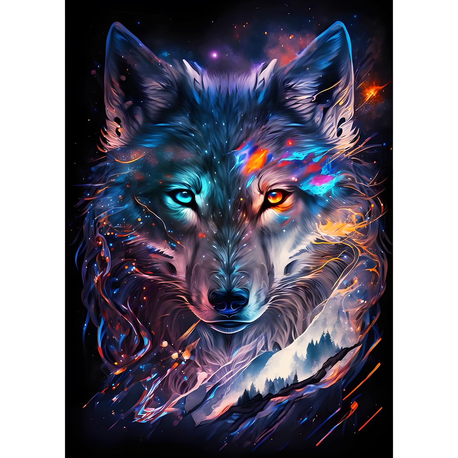 EOBROMD Wolf Diamond Painting, 5D Diamond Painting Kits for Adults Kids, Full Round Drill Diamond Art Kits, Animal Diamond Painting Artistic Crystal Rhinestone Craft for Home Wall Decor Gifts 30x40cm