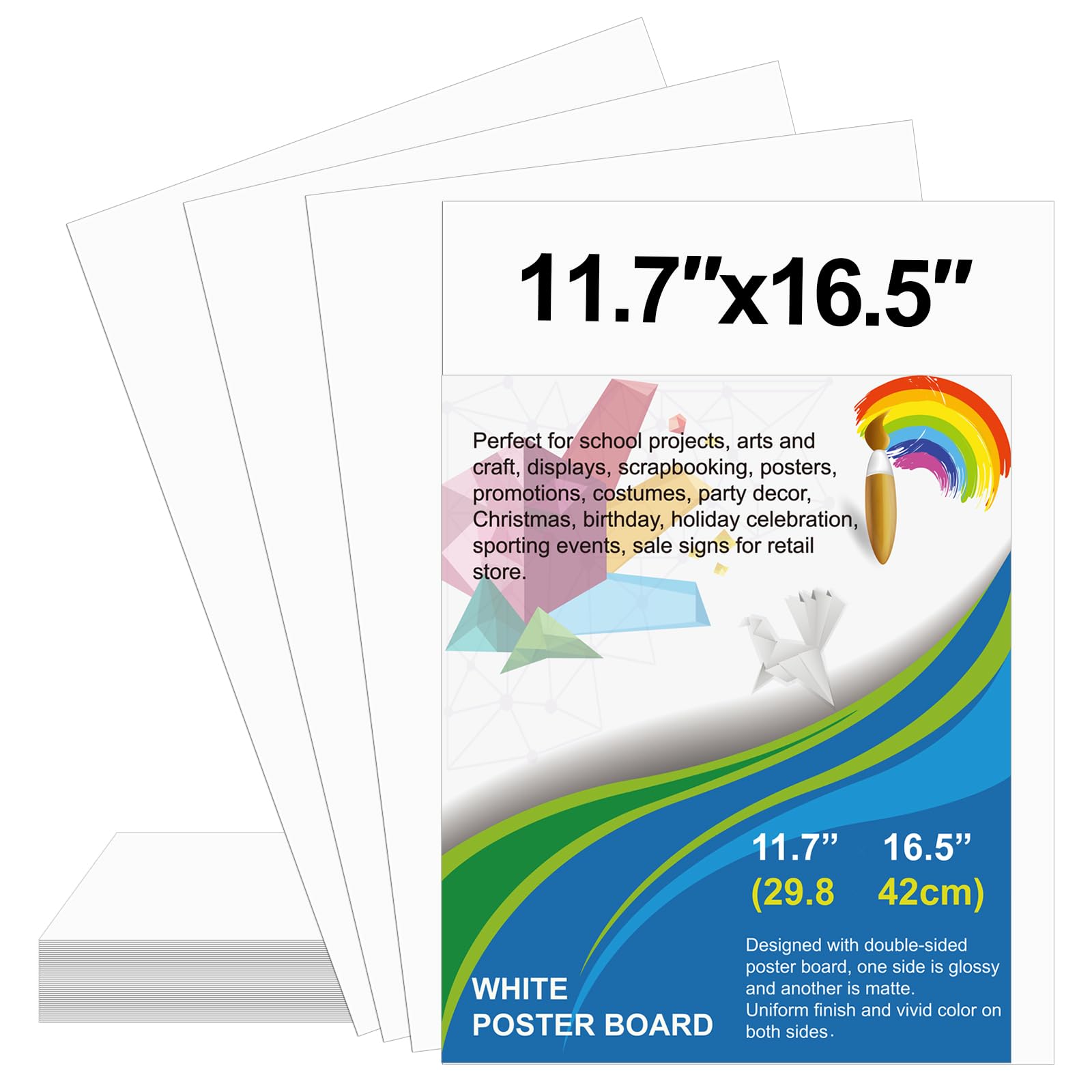Photo 1 of 10 Pcs Poster Board 11.7 x 16.5 Inches White Poster Board Paper Bulk, ROOKEA 250 GSM Thickness Vision Board Blank Graphic Display Posterboards for Drawing Artwork School Arts Crafts Projects