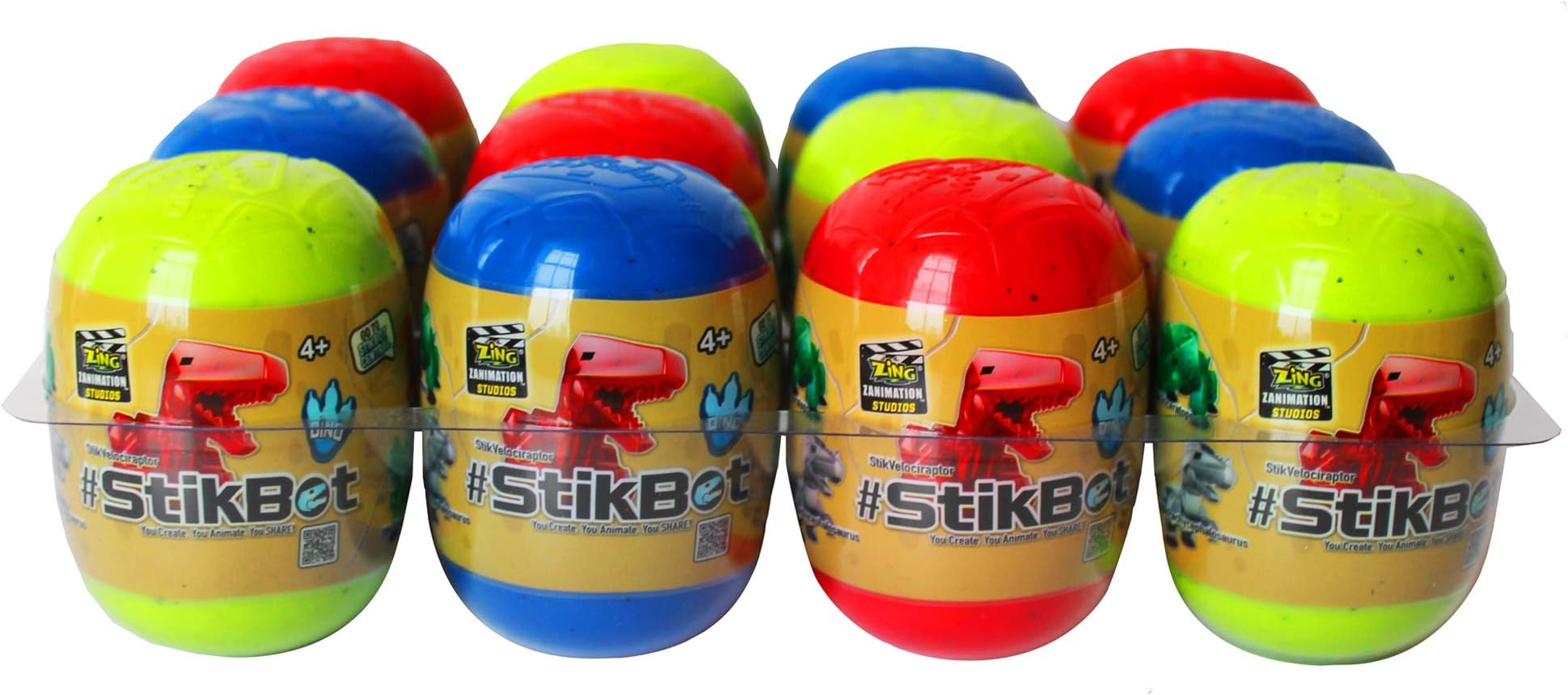 Zing S1246 Stikbot Dino Egg 12 Pack, Blind Assortment