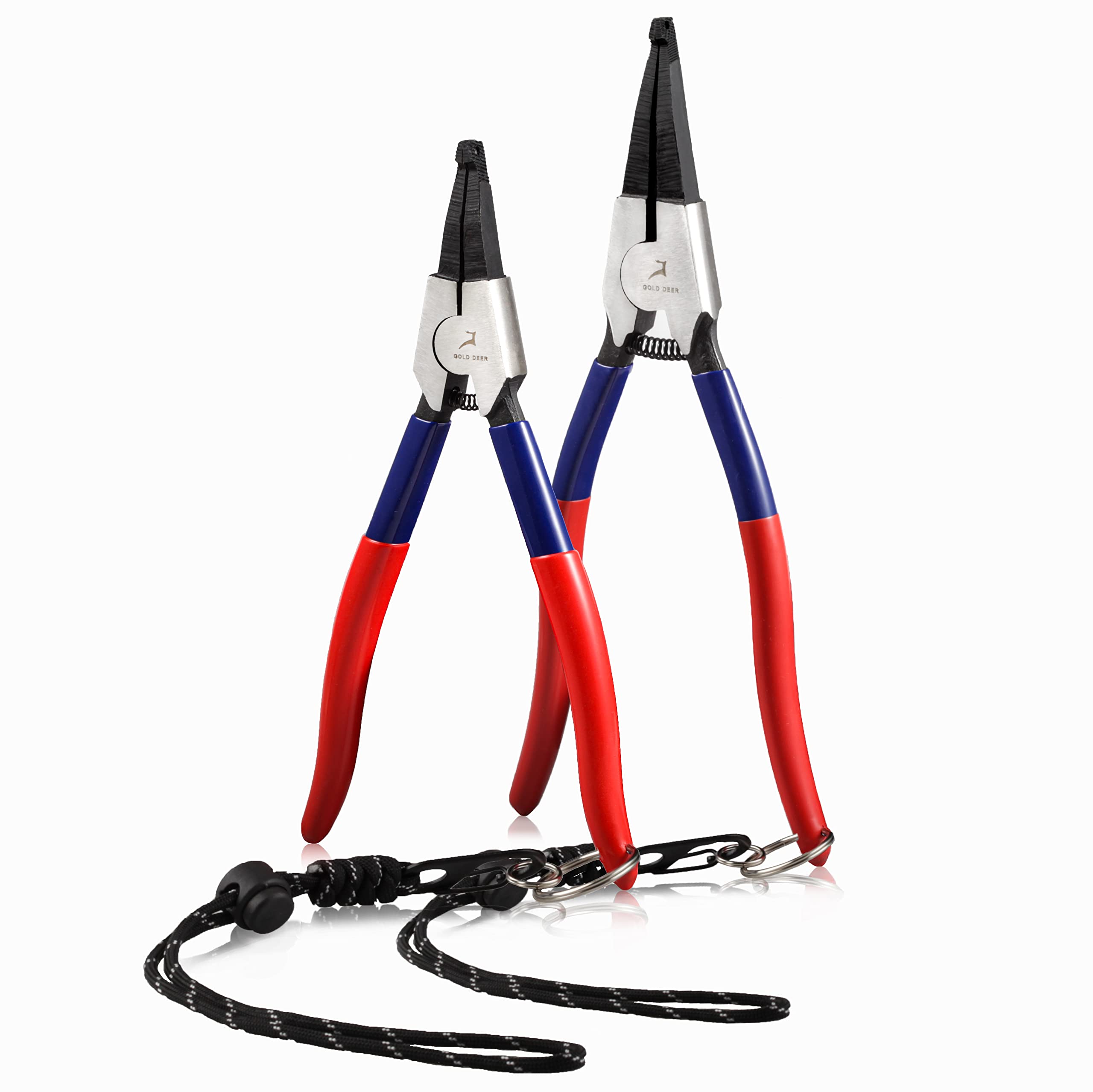 GOLD DEER Lock Ring Pliers Set 8" 11" Retaining Ring Pliers Set Right Angle Tip Lock Ring Pliers Horseshoe Washer Pliers Special Circlip Pliers Retaining Ring Removal Tool Internal Snap Ring Pliers