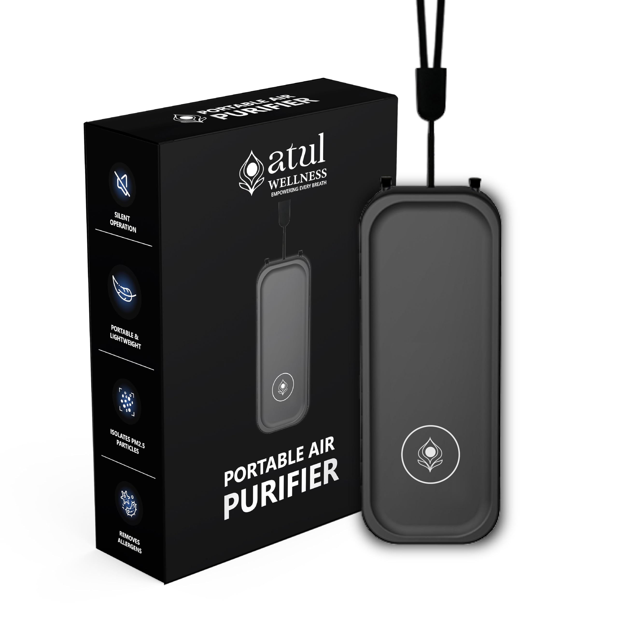 Photo 1 of ATUL WELLNESS Personal Wearable Air Purifier, Pocket Portable Air Cleaner for Car, Home & Travel, 3rd Gen 50 Million Anions/cm³, Rechargeable PM2.5 Smog & Odor Protection