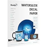 Koala 25 Sheets Waterslide Decal Paper for Inkjet Printer - WHITE 8.5x11 Inch Water Slide Transfer Paper for DIY Tumblers, Mu