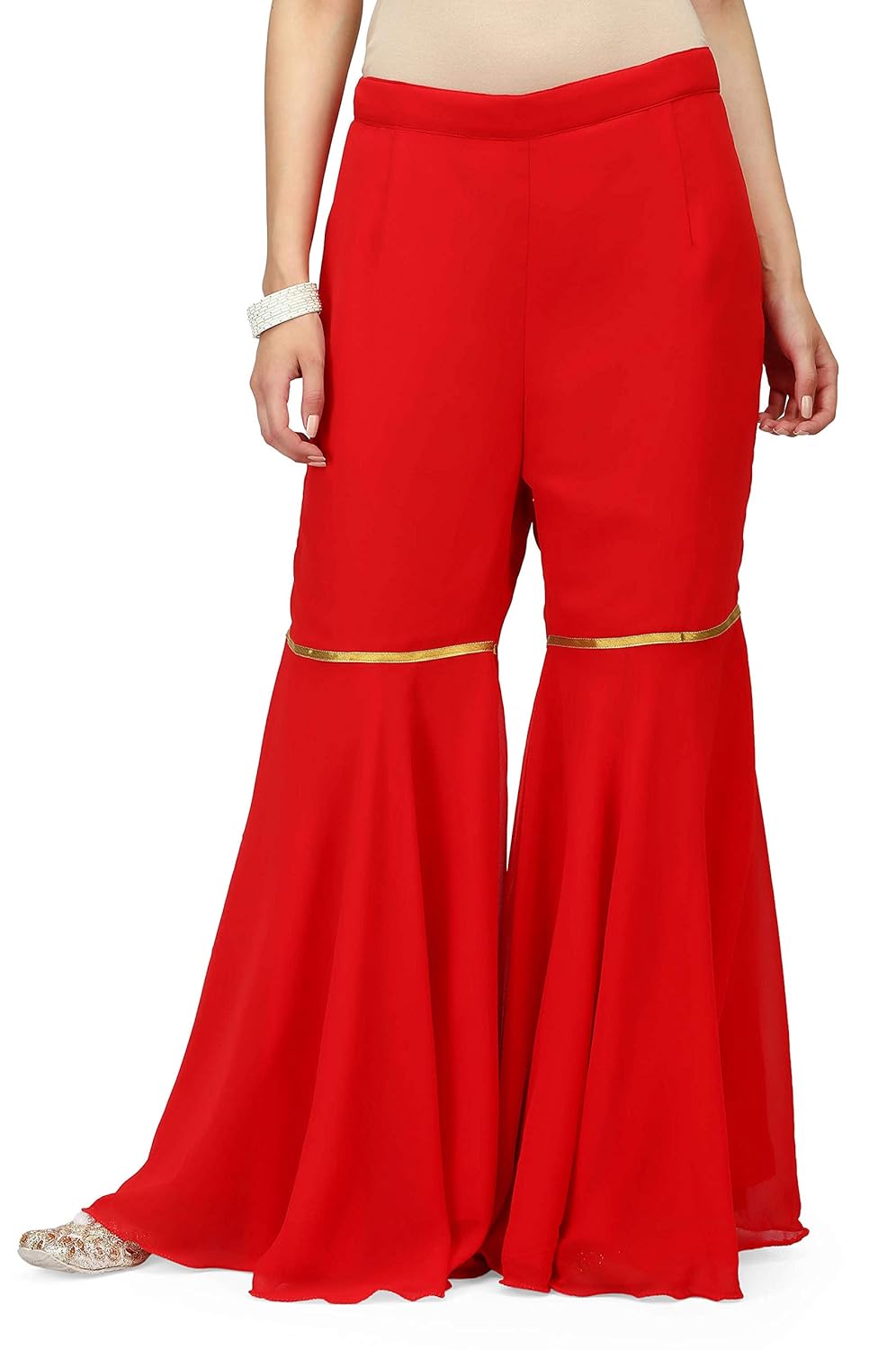 pret a porter red colored indo-western sharara