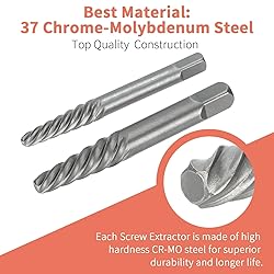 Screw Extractor Set, 37# Cr-Mo & 6542 HSS Steel