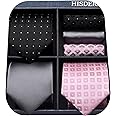 HISDERN Mens Ties Set Collection Tie and Pocket Square Lot 3 Pcs Formal Business Neckties present Box Wedding Necktie