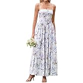 KUTUMAI Floral Corset Long Maxi Dress Lace Up Flowy A Line Summer Wedding Guest Dresses for Women Sundress with Pockets