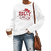 JINTING Christmas Sweatshirt for Women Holly Dolly Christmas Pullover Sweatshirts Xmas Graphic Long Sleeve Tops